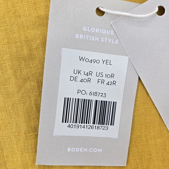 Boden Shift Dress Women 10 NEW 100% Linen Shift Mini Tuscan Yellow Embroidered - Picture 8 of 13